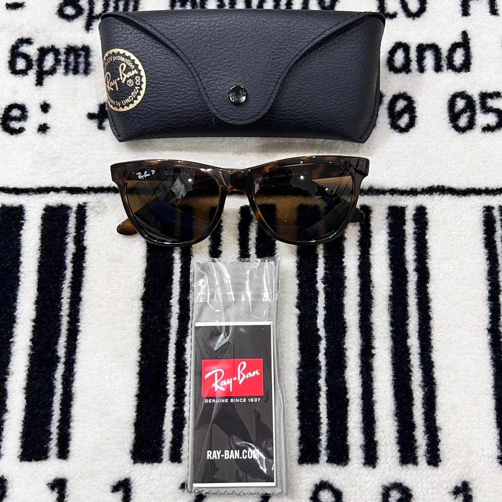 RayBan RB4184 Polished Light Havana Brown Polarized Wayfarer - Made in Italy